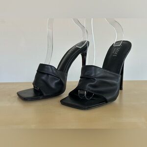 Black High Heel Mule Sandals - IMMI